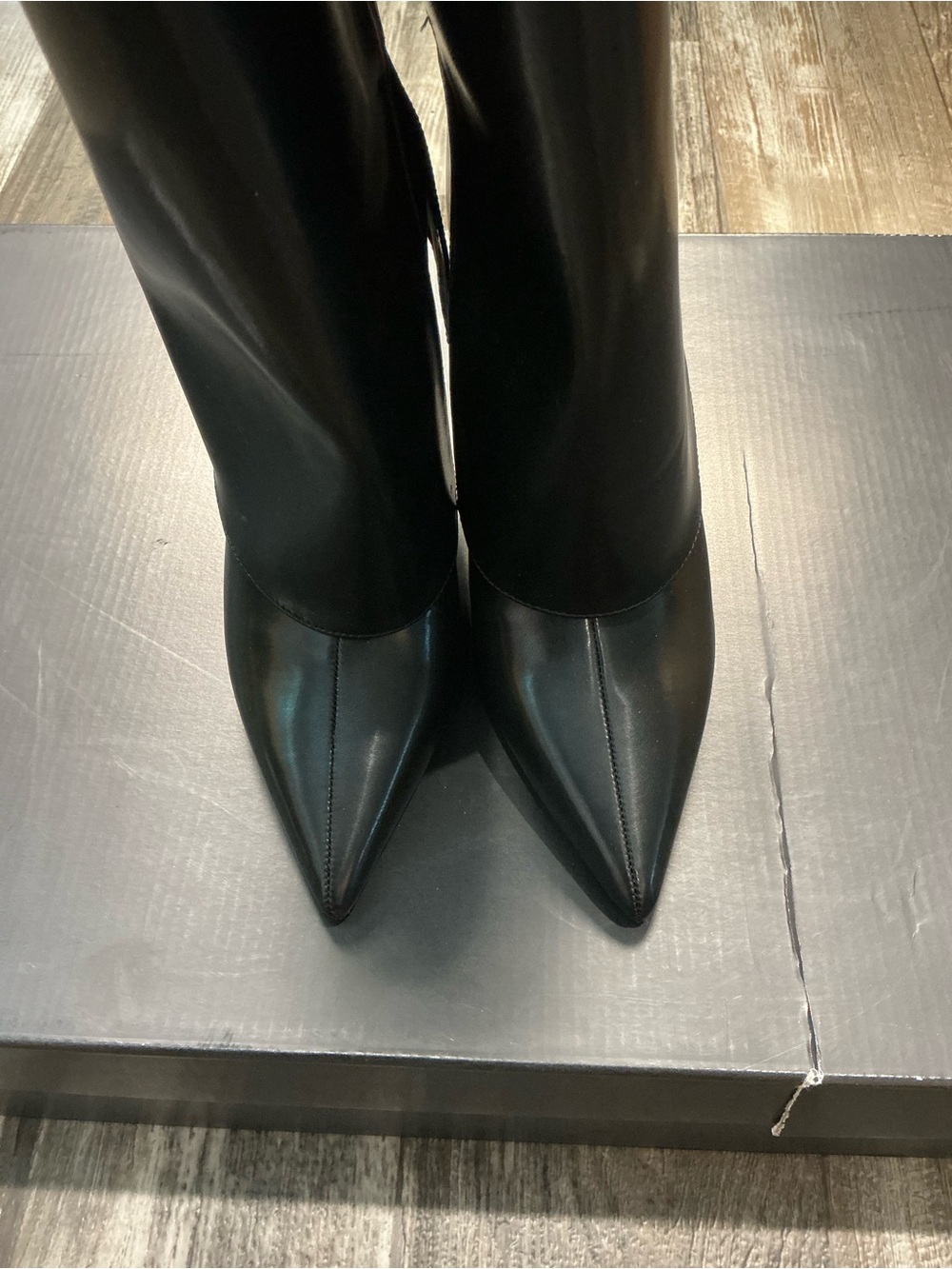 INC International Concepts Tall Black Faux Leather Pointed-Toe Stiletto Boots - Picture 14 of 16